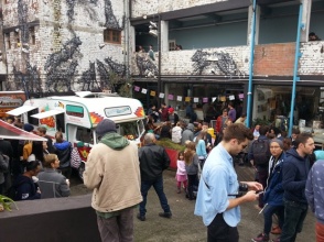 Crowds at the Street Food Festival Side Streets Studios, Woodstock