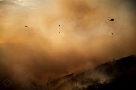 Relays of firefighting helicopters have been on duty since Sunday -  pic Greg Hillyard 