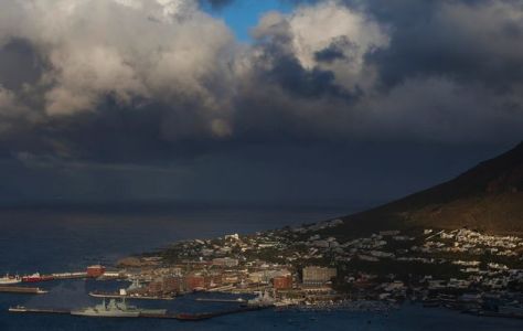 Heavy storm clouds hang threateningly over Simonstown